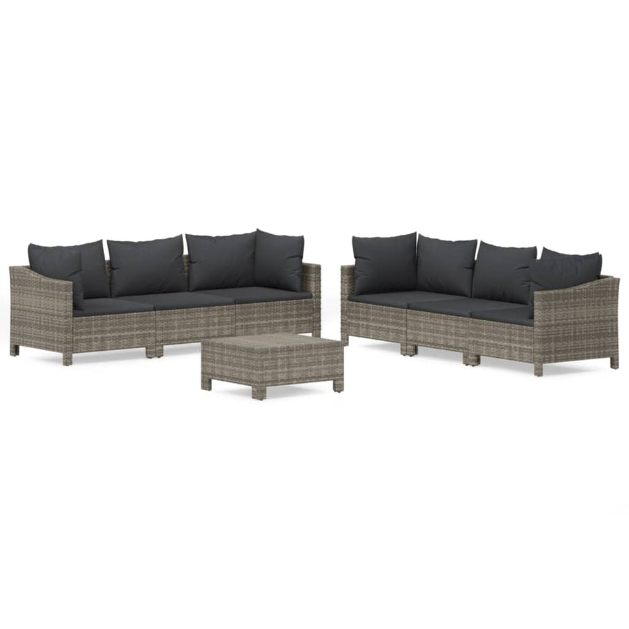 -Delige Loungeset Met Kussens Poly Rattan Grijs 7