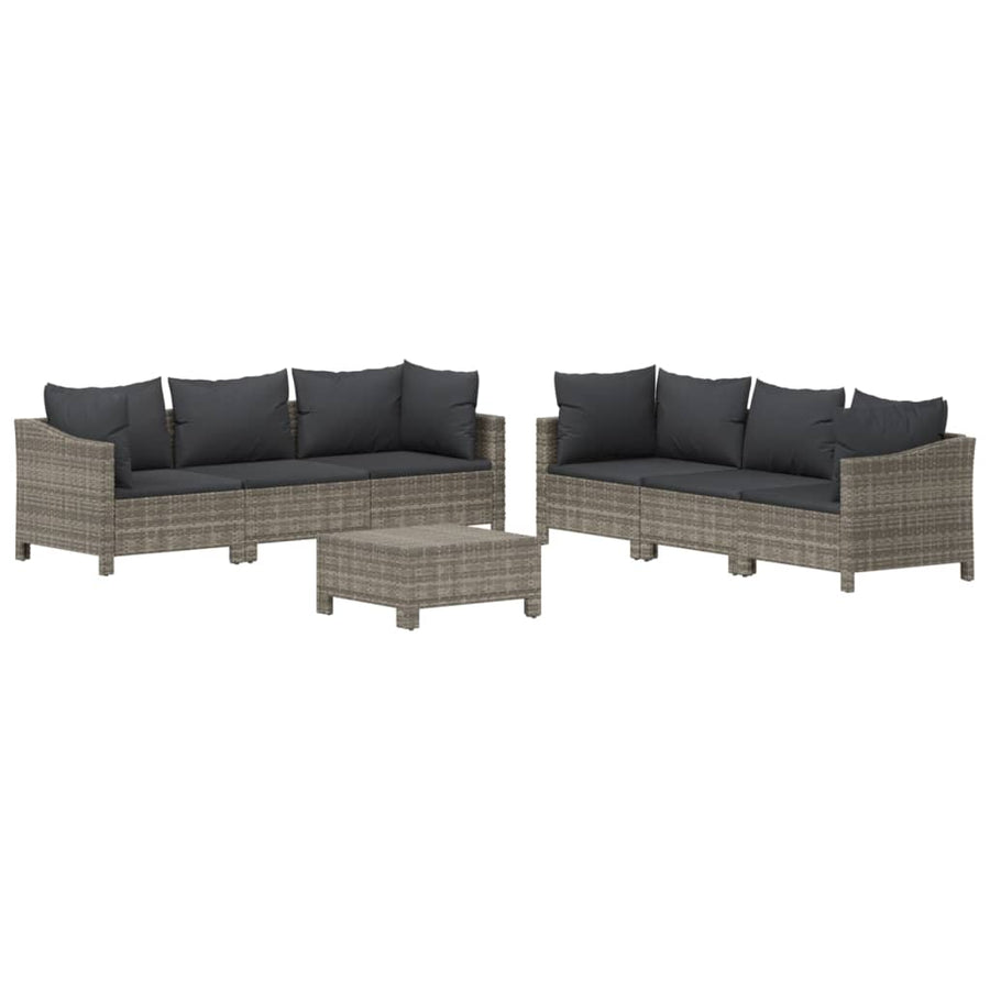 -Delige Loungeset Met Kussens Poly Rattan Grijs 7