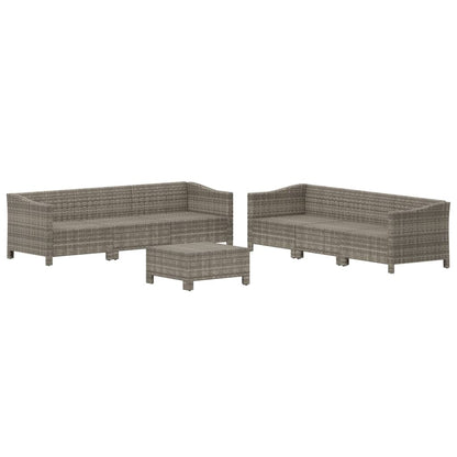 -Delige Loungeset Met Kussens Poly Rattan Grijs 7