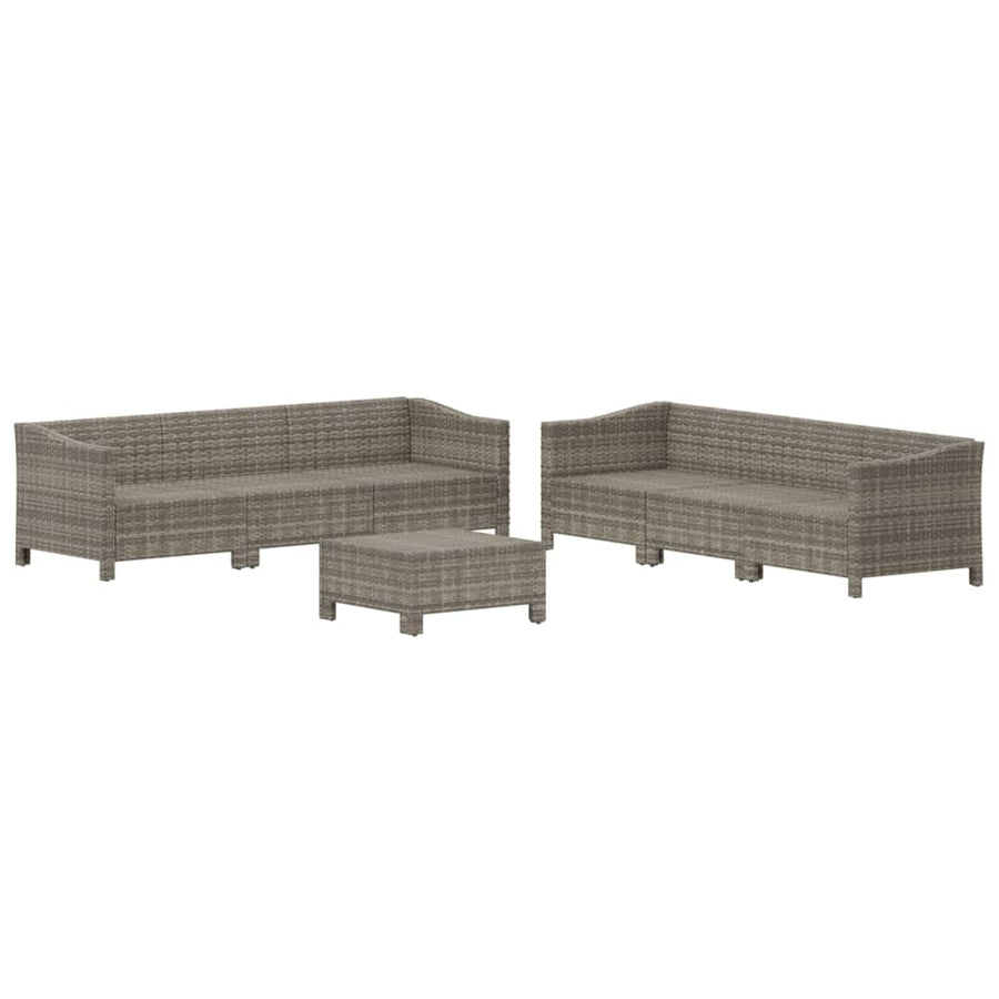 -Delige Loungeset Met Kussens Poly Rattan Grijs 7