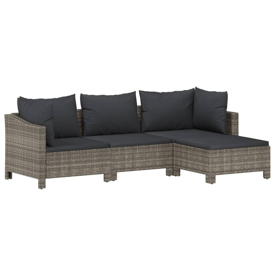 -Delige Loungeset Met Kussens Poly Rattan Grijs 7