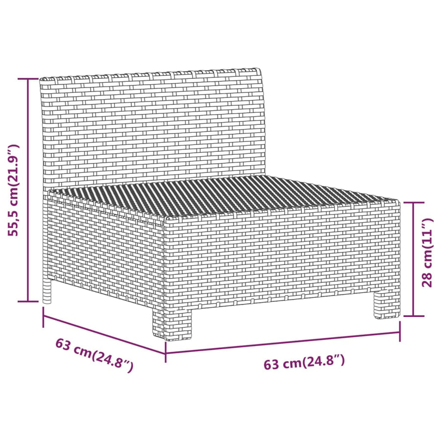 -Delige Loungeset Met Kussens Poly Rattan Grijs 7