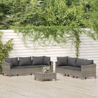7-piece Lounge Set with Cushions poly rattan grey