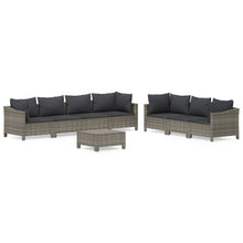 -Delige Loungeset Met Kussens Poly Rattan Grijs 8