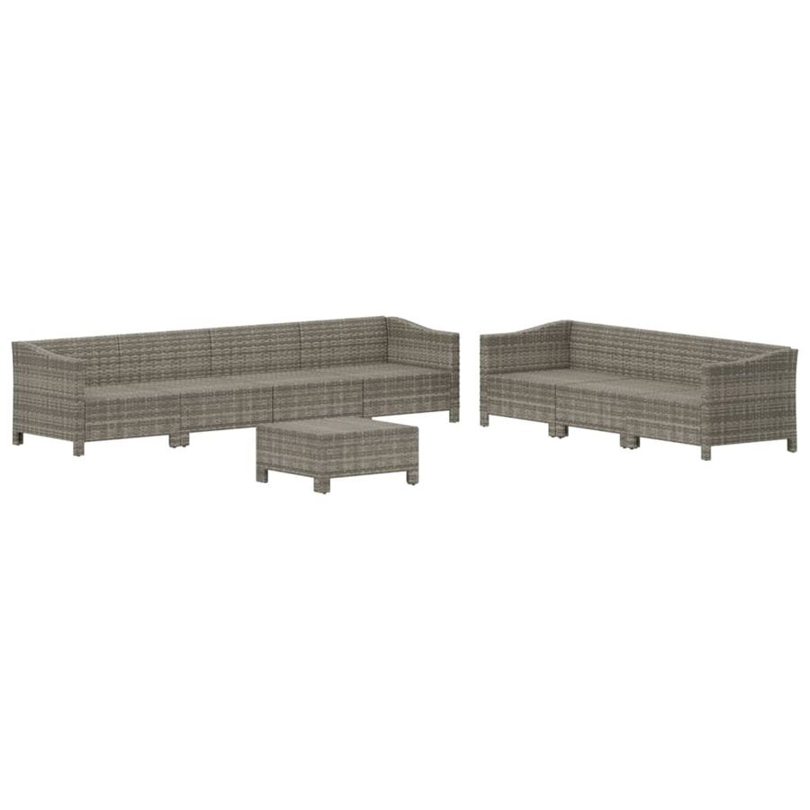 -Delige Loungeset Met Kussens Poly Rattan Grijs 8
