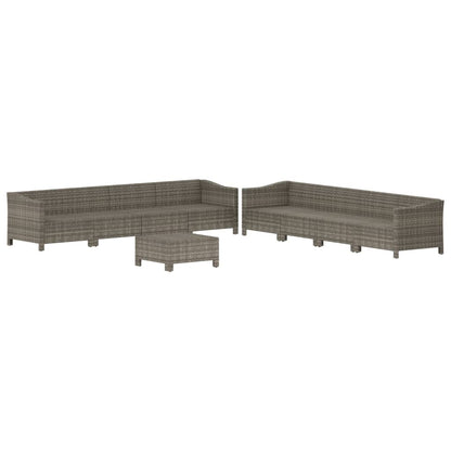 -Delige Loungeset Met Kussens Poly Rattan Grijs 9