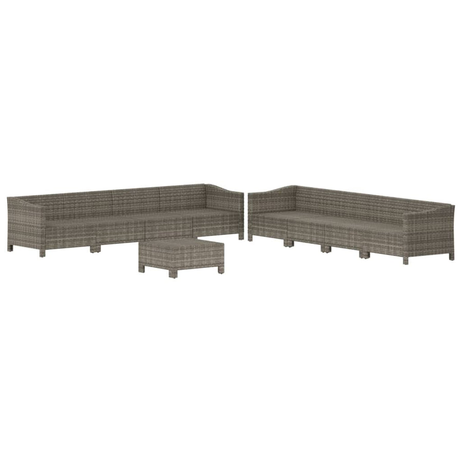 -Delige Loungeset Met Kussens Poly Rattan Grijs 9