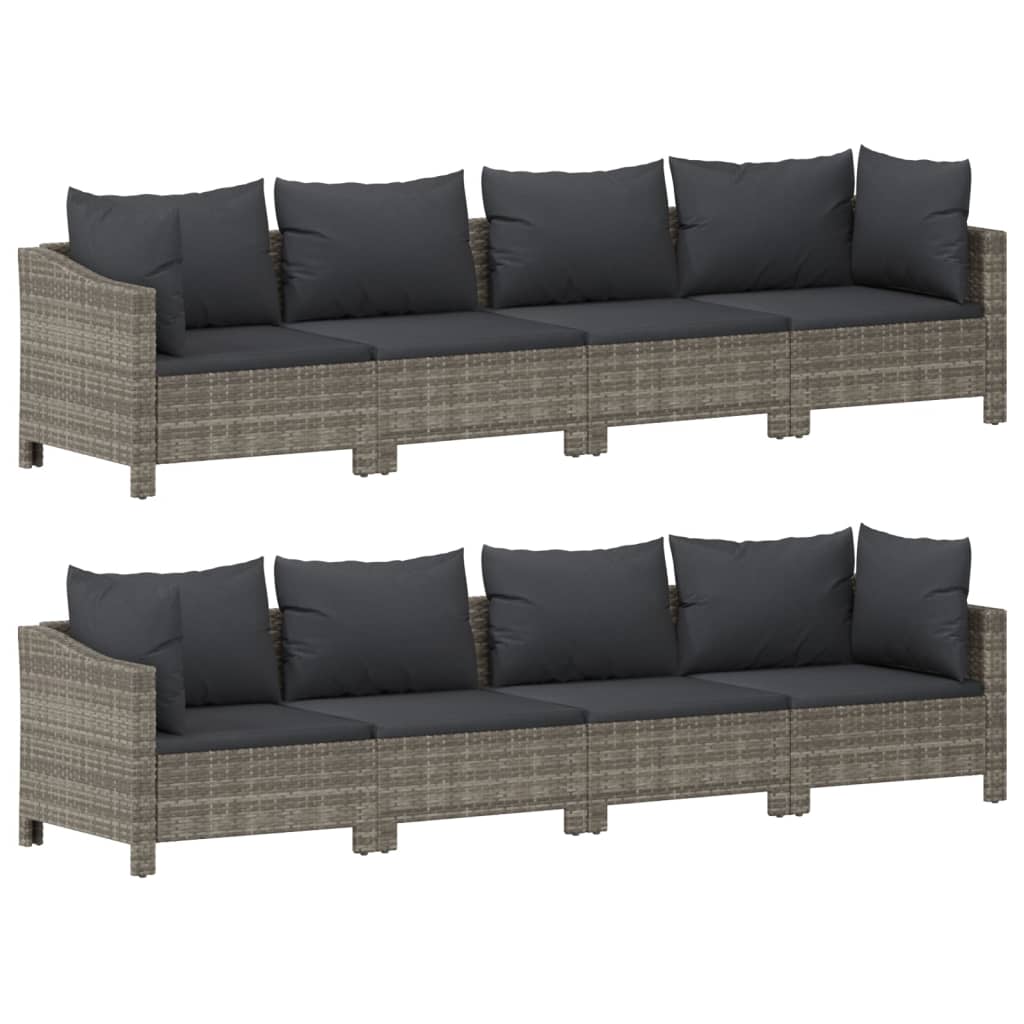 -Delige Loungeset Met Kussens Poly Rattan Grijs 9