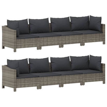 -Delige Loungeset Met Kussens Poly Rattan Grijs 9