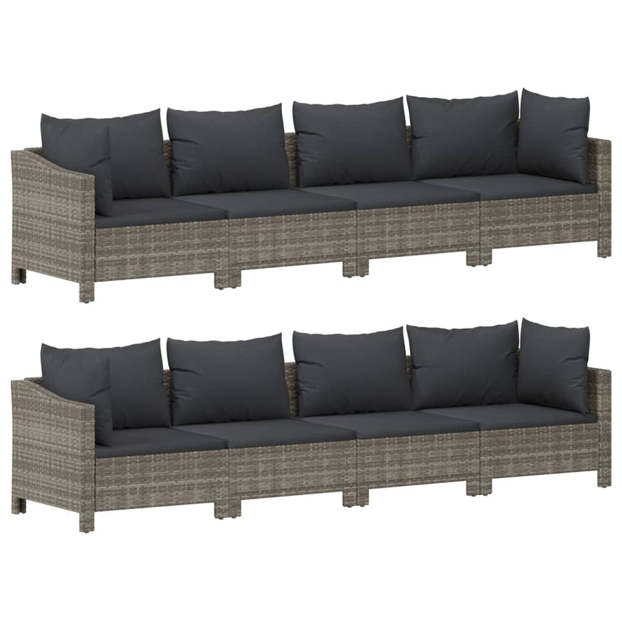 -Delige Loungeset Met Kussens Poly Rattan Grijs 9