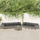 -Delige Loungeset Met Kussens Poly Rattan Grijs 9