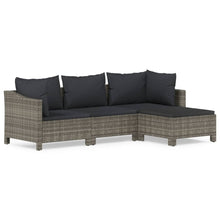-Delige Loungeset Met Kussens Poly Rattan Grijs 4