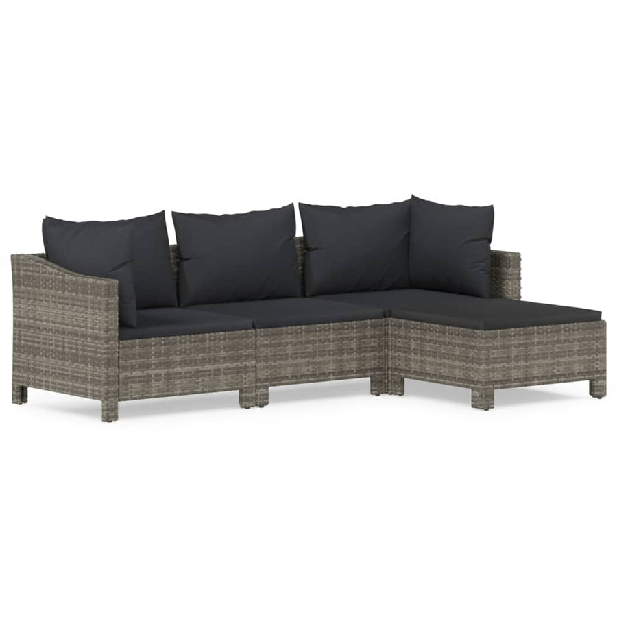 -Delige Loungeset Met Kussens Poly Rattan Grijs 4