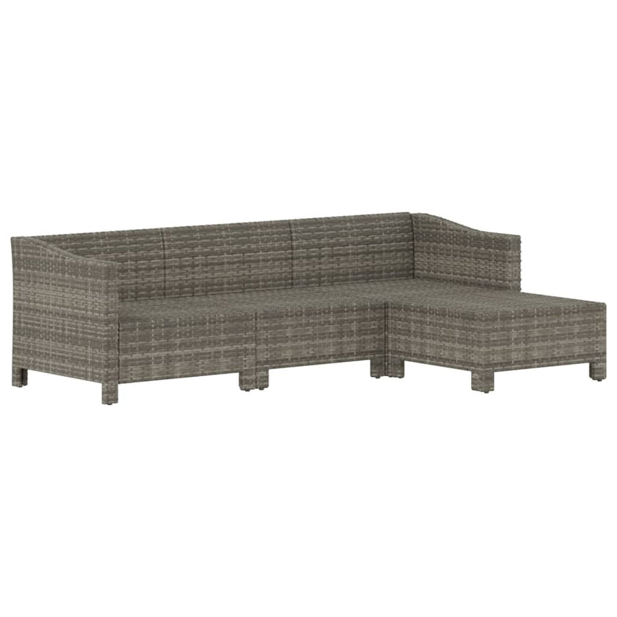 -Delige Loungeset Met Kussens Poly Rattan Grijs 4