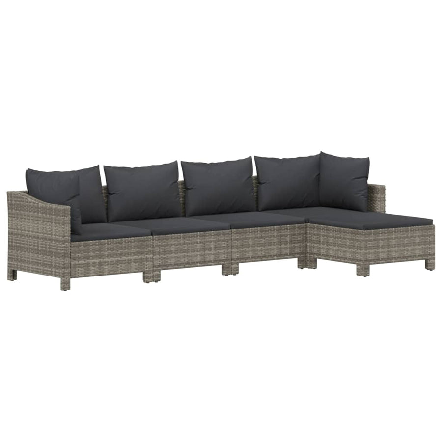 -Delige Loungeset Met Kussens Poly Rattan Grijs 5