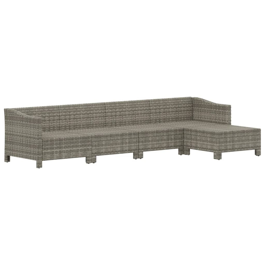 -Delige Loungeset Met Kussens Poly Rattan Grijs 5