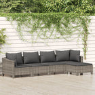 -Delige Loungeset Met Kussens Poly Rattan Grijs 5