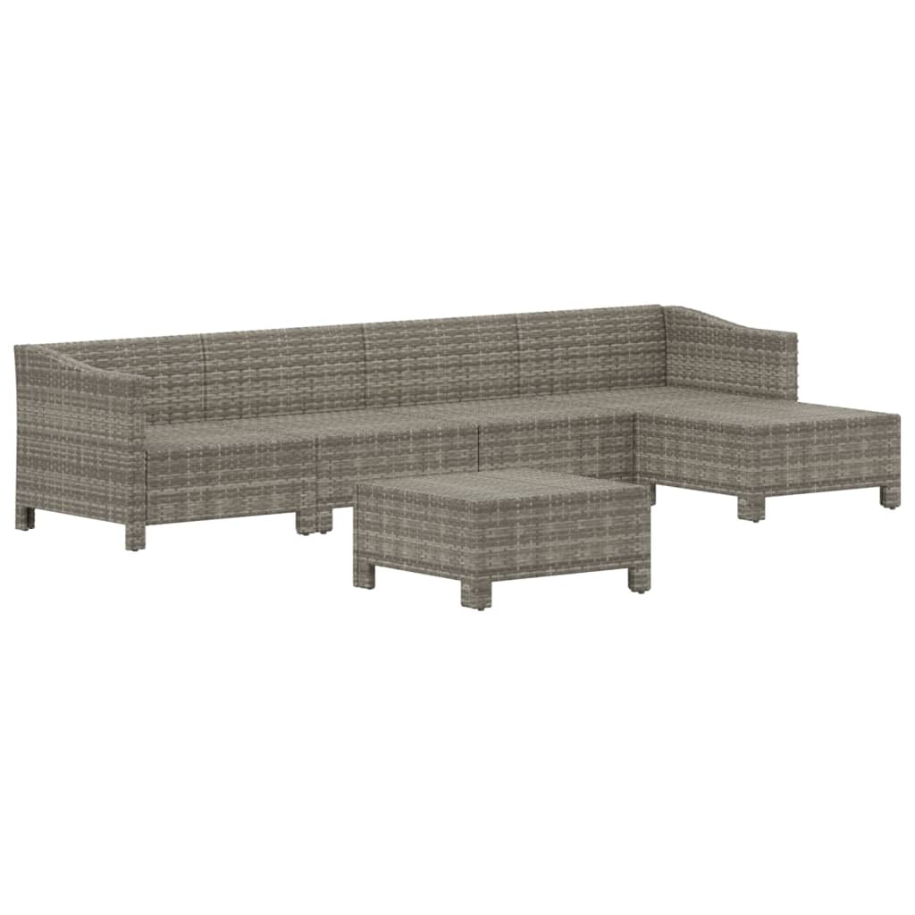 -Delige Loungeset Met Kussens Poly Rattan Grijs 6