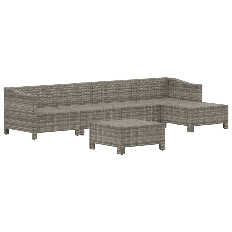 -Delige Loungeset Met Kussens Poly Rattan Grijs 6