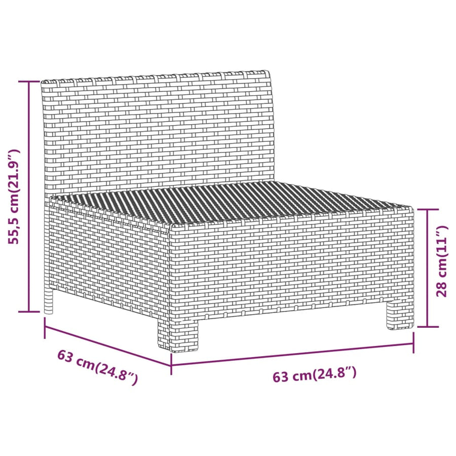 5-Delige Loungeset Met Kussens Poly Rattan Grijs 2x armchair + corner + 2x middle