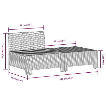 6-Delige Loungeset Met Kussens Poly Rattan Grijs 2x Fauteuil + hoek +2x midden + voetensteun