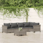 Loungeset 6-delig poly rattan grijs