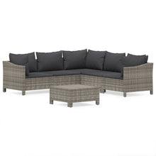 6-Delige Loungeset Met Kussens Poly Rattan Grijs 5