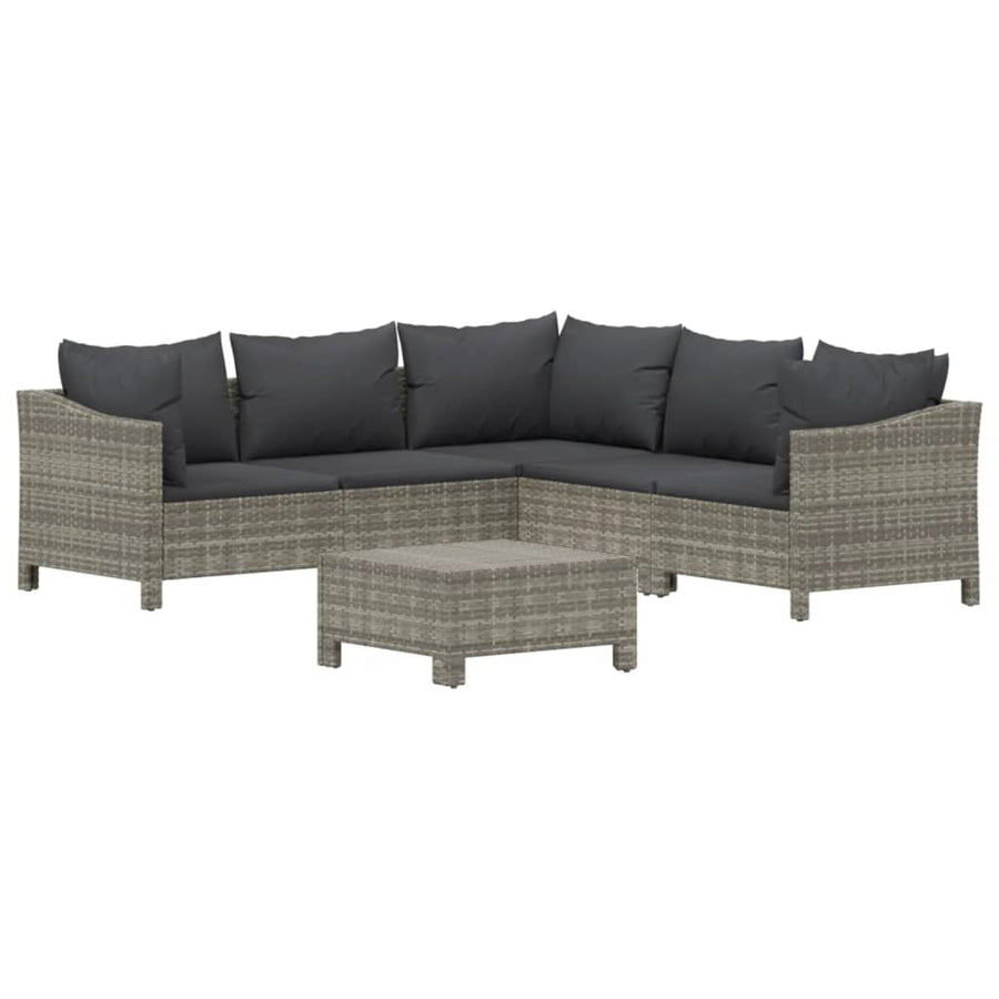 6-Delige Loungeset Met Kussens Poly Rattan Grijs 5