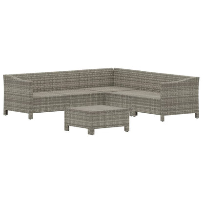 6-Delige Loungeset Met Kussens Poly Rattan Grijs 5