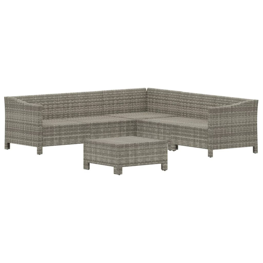 6-Delige Loungeset Met Kussens Poly Rattan Grijs 5