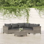 6-piece Lounge Set with Cushions Poly Rattan Grey