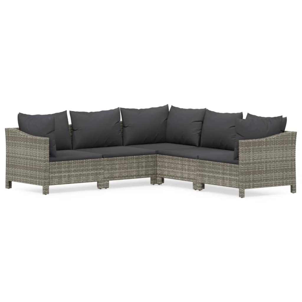 5-Delige Loungeset Met Kussens Poly Rattan Grijs 6