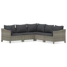 5-Delige Loungeset Met Kussens Poly Rattan Grijs 6