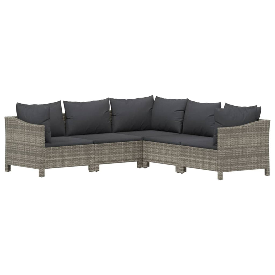 5-Delige Loungeset Met Kussens Poly Rattan Grijs 6