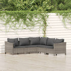 5-Delige Loungeset Met Kussens Poly Rattan Grijs 6