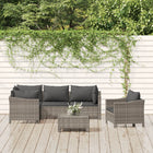 Loungeset 6-delig poly rattan grijs