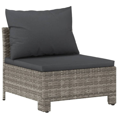 6-Delige Loungeset Met Kussens Poly Rattan Grijs 3x armchair + corner + 2x middle