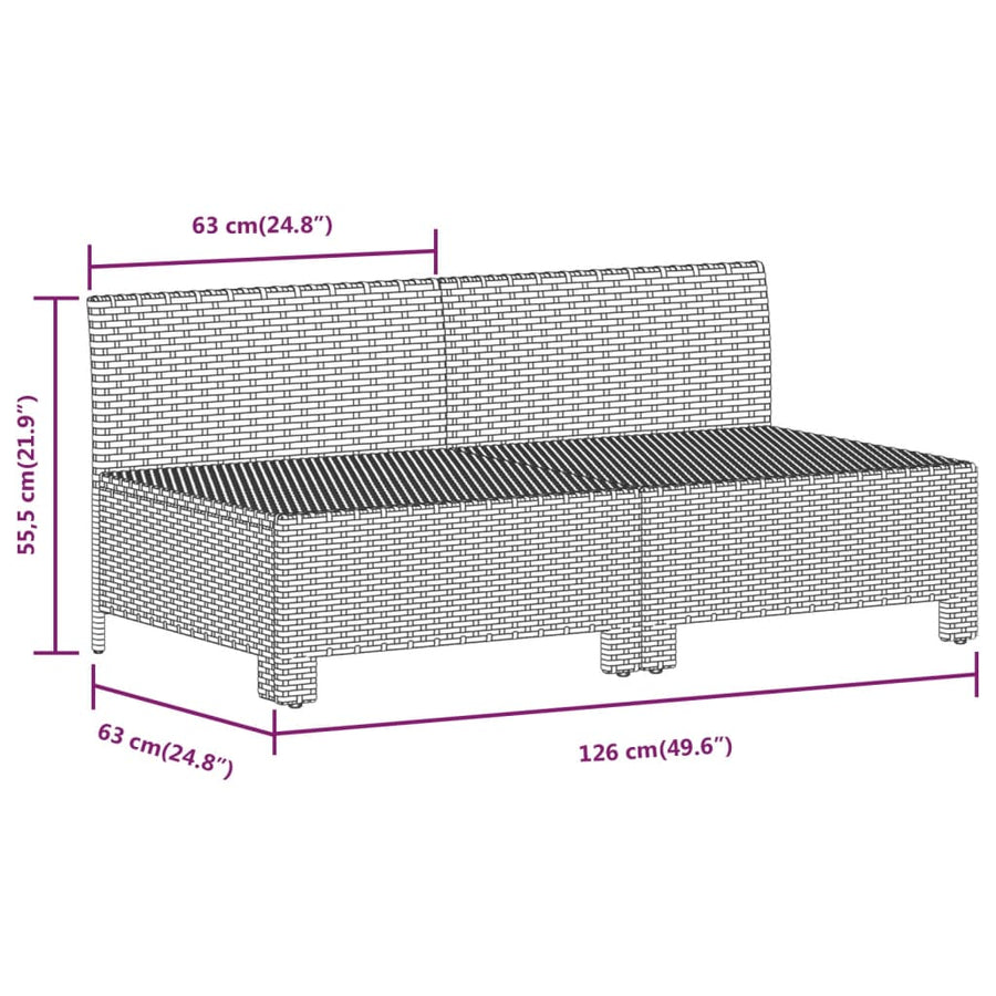 8-Delige Loungeset Met Kussens Poly Rattan Grijs 3x armchair + corner + 3x middle + footrest