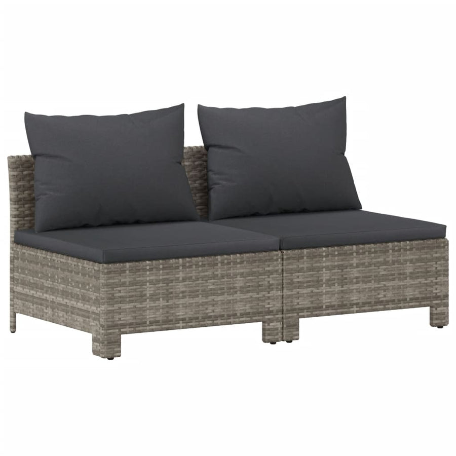 7-Delige Loungeset Met Kussens Poly Rattan Grijs 3x armchair + corner + 3x middle