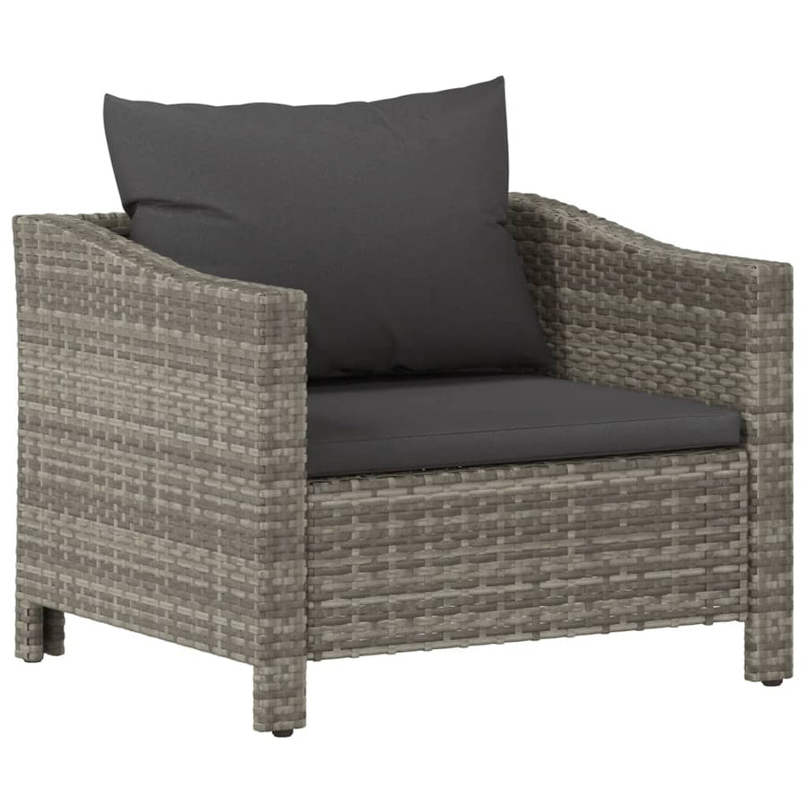 8-Delige Loungeset Met Kussens Poly Rattan Grijs 3x armchair + corner + 3x middle + footrest
