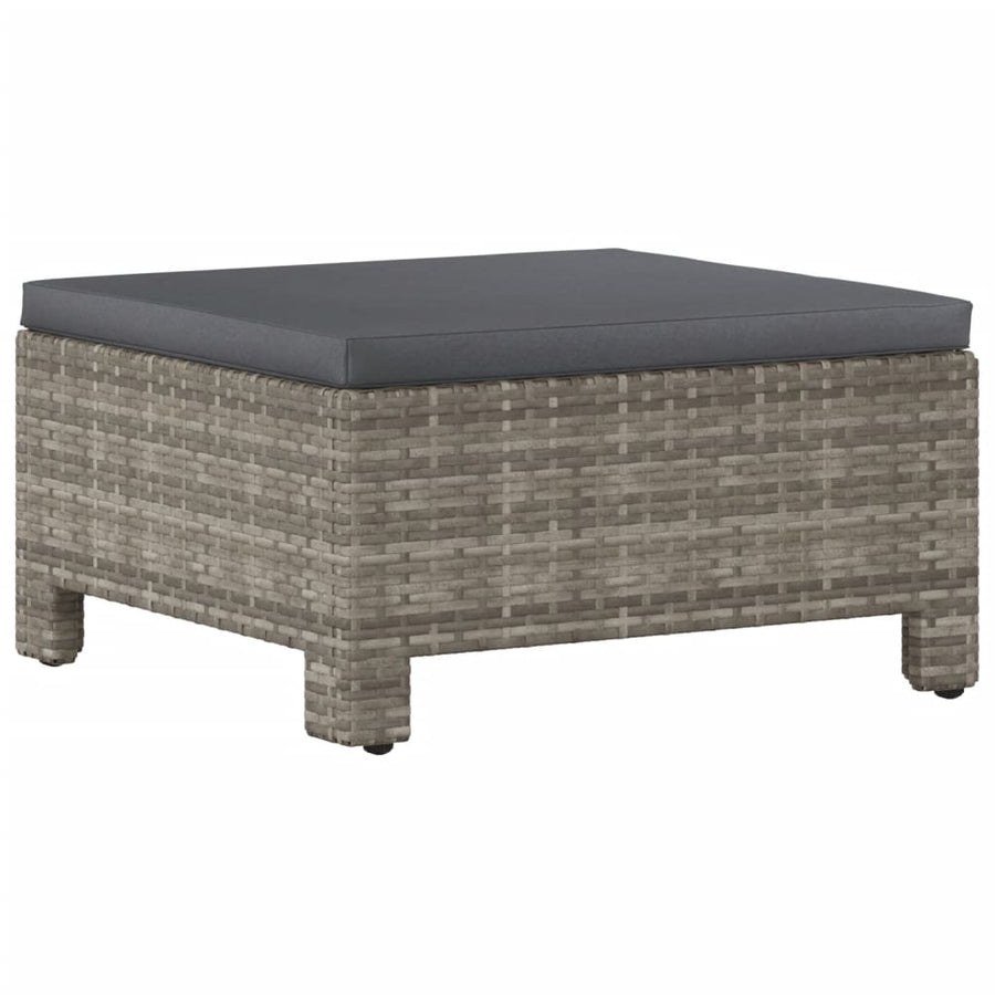 9-Delige Loungeset Met Kussens Poly Rattan Grijs 4x armchair + corner + 3x middle + footrest