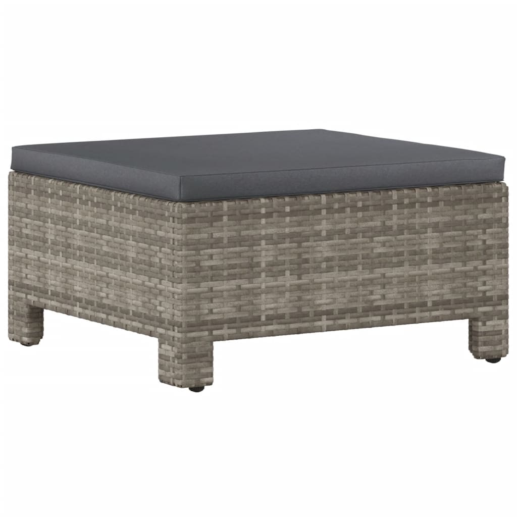 7-Delige Loungeset Met Kussens Poly Rattan Grijs 2x Fauteuil + hoek +2x midden + 2x voetensteun
