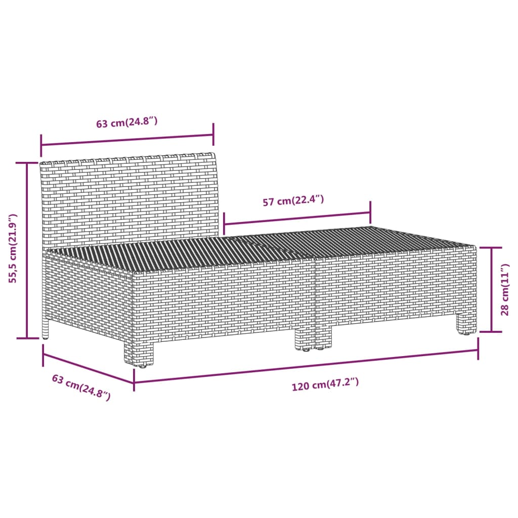 8-Delige Loungeset Met Kussens Poly Rattan Grijs 2x Fauteuil + hoek +3x midden + 2x voetensteun