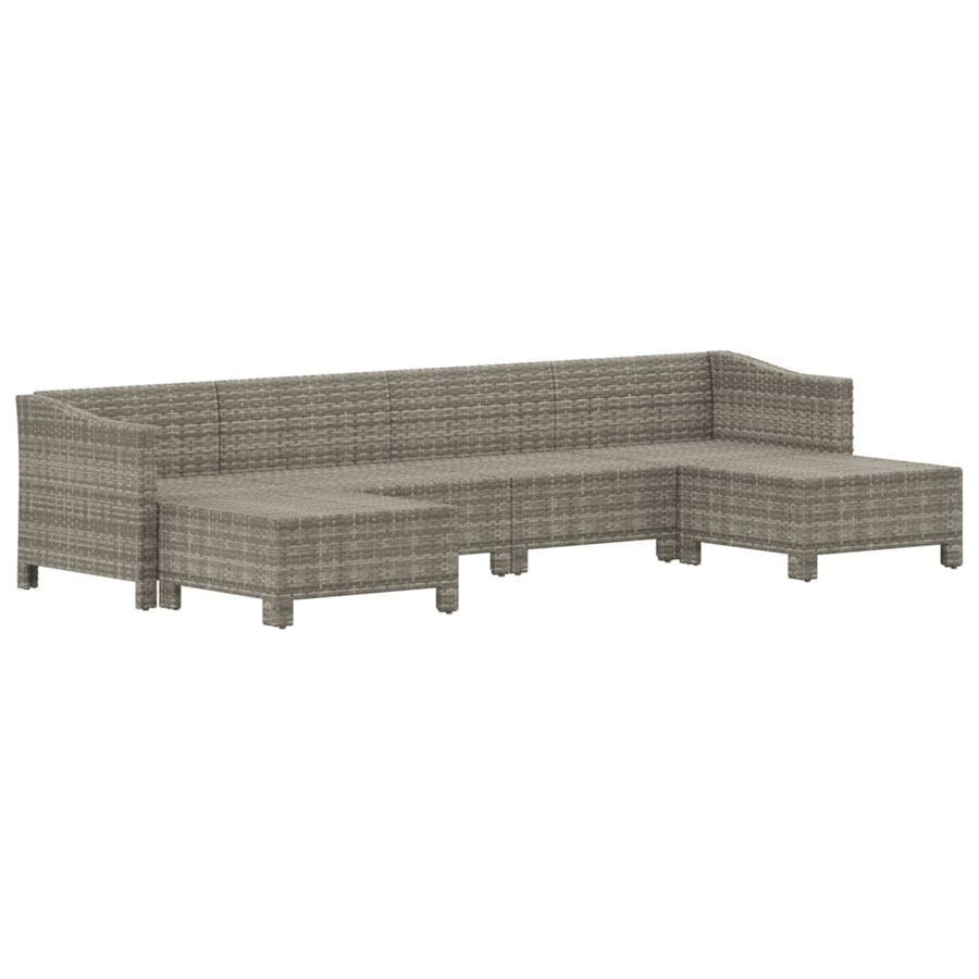 6-Delige Loungeset Met Kussens Poly Rattan Grijs