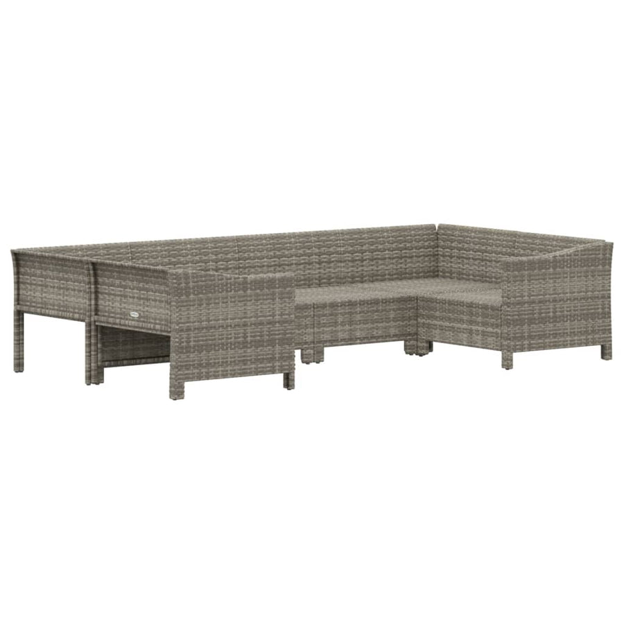 6-Delige Loungeset Met Kussens Poly Rattan Grijs 2x corner + 2x middle + 2x armchair