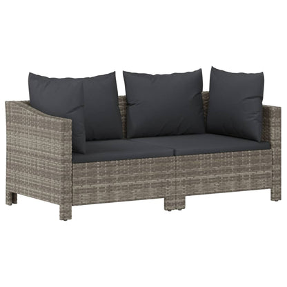 7-Delige Loungeset Met Kussens Poly Rattan Grijs 2x corner + 3x middle + 2x armchair