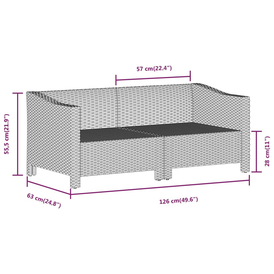 7-Delige Loungeset Met Kussens Poly Rattan Grijs 2x corner + 3x middle + 2x armchair