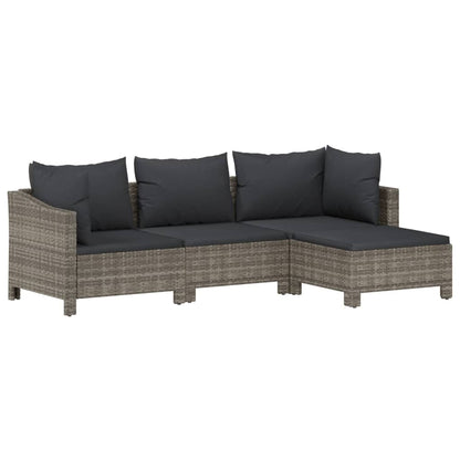 8-Delige Loungeset Met Kussens Poly Rattan Grijs 2x corner + 3x middle + 2x armchair + footrest
