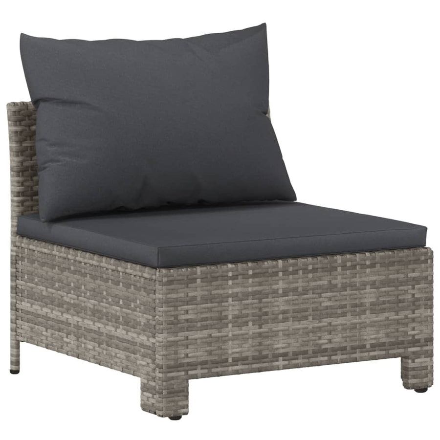 9-Delige Loungeset Met Kussens Poly Rattan Grijs 2x corner + 5x middle + 2x armchair