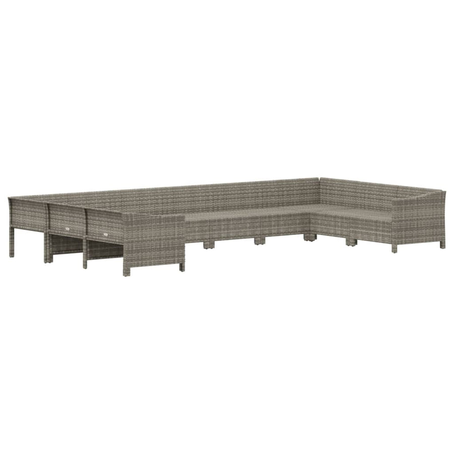 0-Delige Loungeset Met Kussens Poly Rattan Grijs 2x corner + 6x middle + 2x armchair